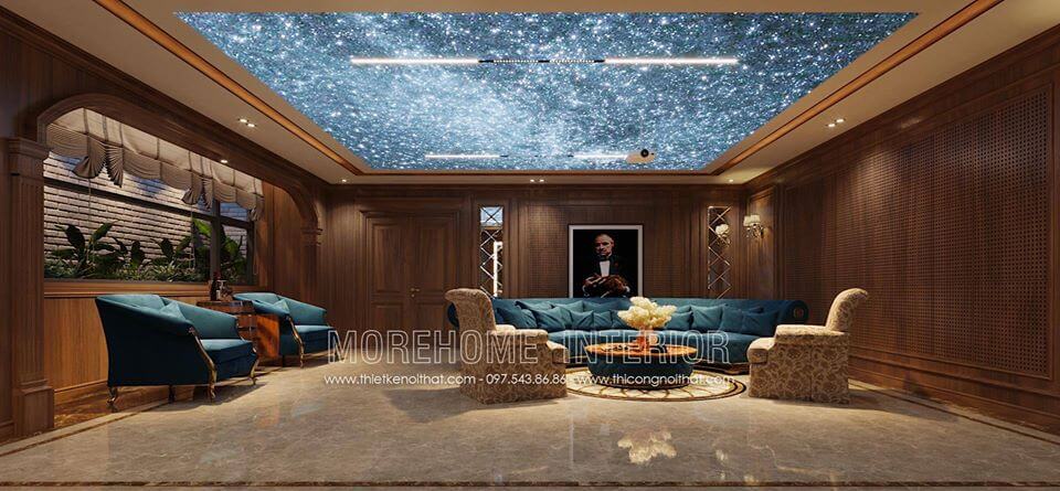Mẫu sofa tân cổ điển đẹp cho tầng hầm nhà biệt thự Vinhomes Greeb bay Mẫu nội thất biệt thự tân cổ điển